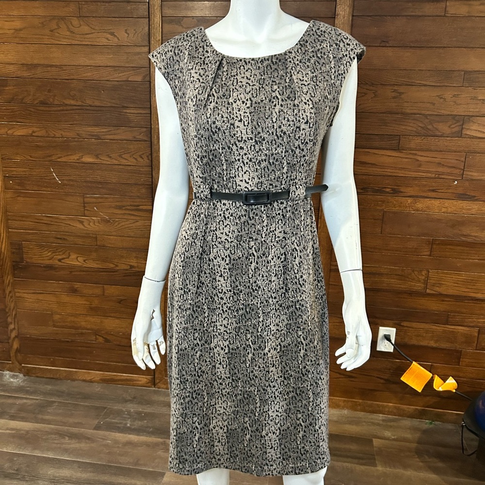 Connected Apparel. Size 10. Leopard Print Belted Dress